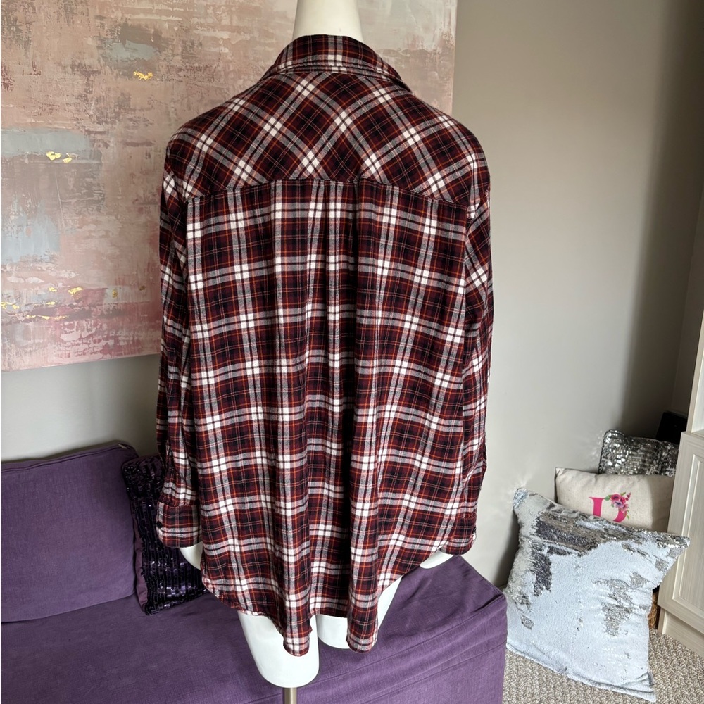 Lane Bryant Burgundy and White Oversized Plaid Shirt Szie‎ 18/20 - Picture 6 of 10